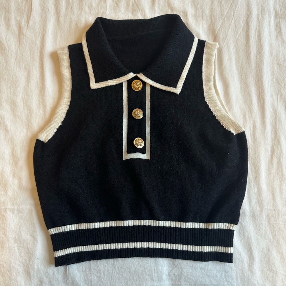 French preppy cropped sweater vest